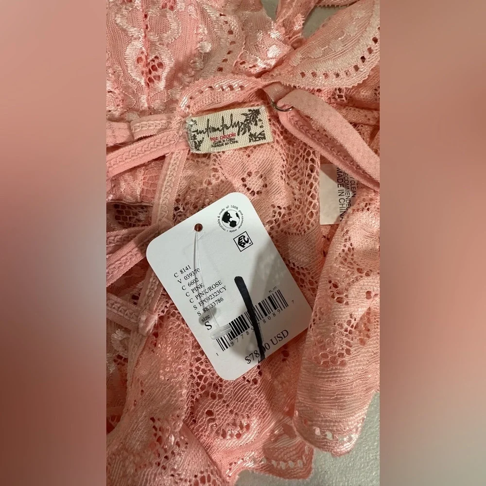 NWT Free People Intimately Lace Bodysuit Pink Rose Small - Picture 3 of 13